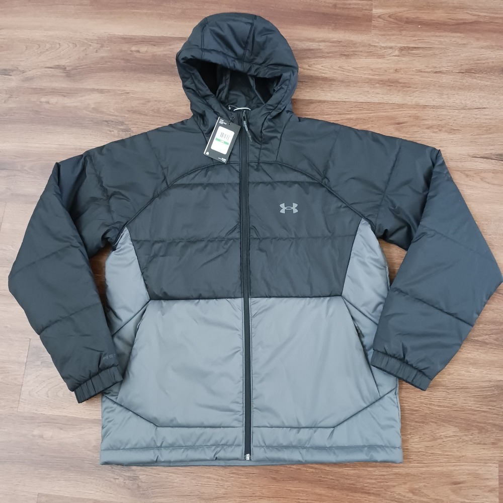 Under Armour Storm Insulate Hooded Jacket Black/Pitch Gray 1372655 Men's Size L